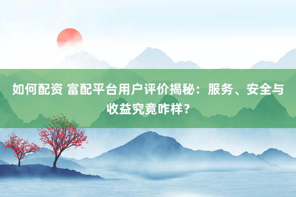 如何配资 富配平台用户评价揭秘：服务、安全与收益究竟咋样？