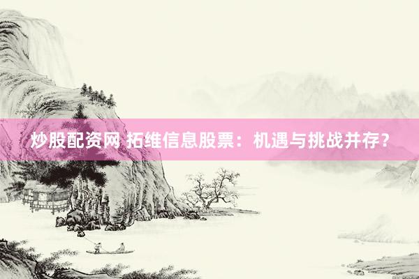 炒股配资网 拓维信息股票：机遇与挑战并存？