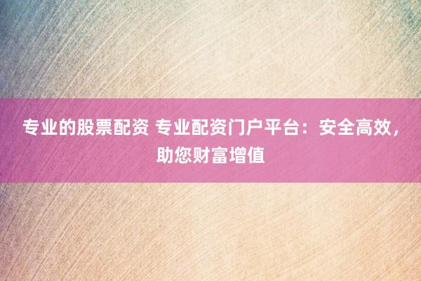 专业的股票配资 专业配资门户平台：安全高效，助您财富增值