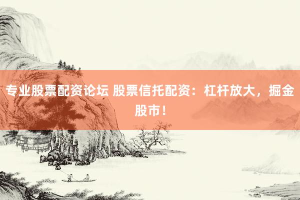 专业股票配资论坛 股票信托配资：杠杆放大，掘金股市！