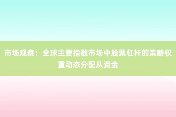 市场观察：全球主要指数市场中股票杠杆的策略权重动态分配从资金